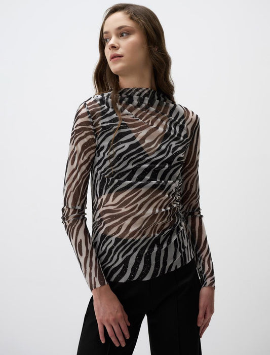 Zero Neck Leopard Print Blouse