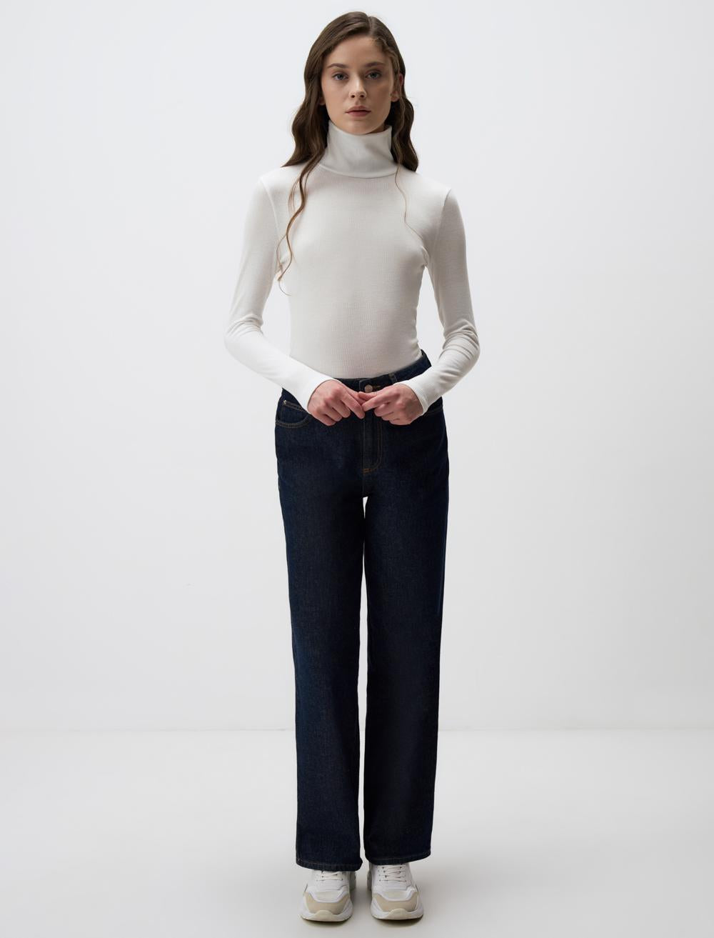 High Neck Long-Sleeve Blouse - Ecru - 4WW072072114