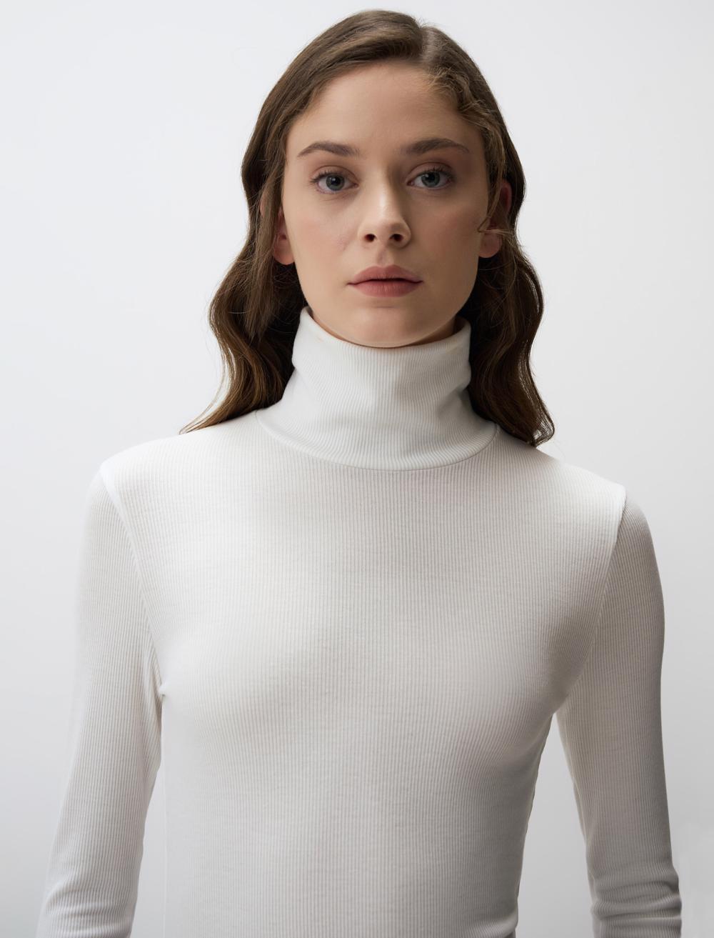 Polo Neck Long-Sleeve Blouse - 4WW072072
