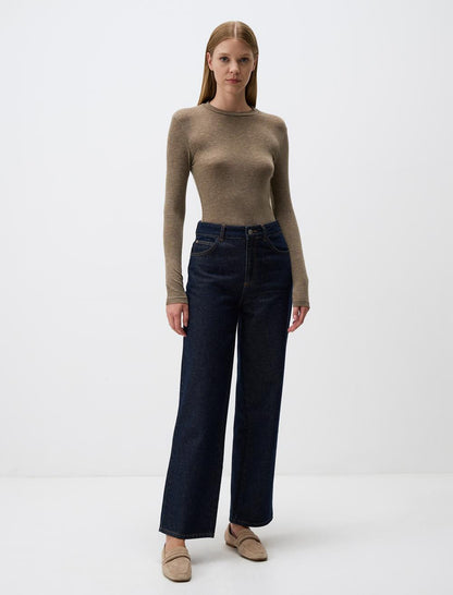 Crew Neck Slim Fit Knitted Blouse