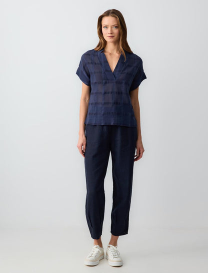 Woven Dark Blue Blouse