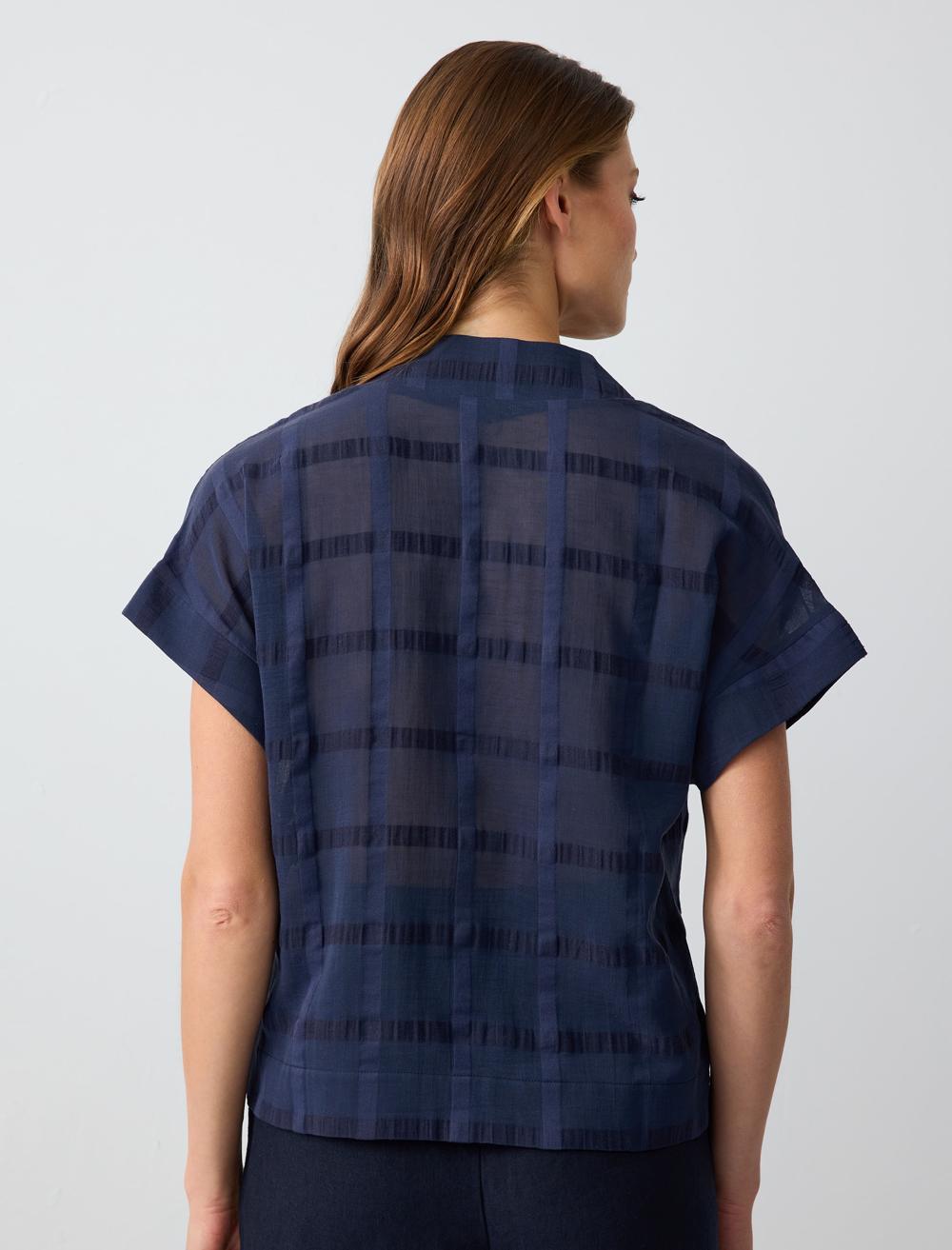 Loose Fit V-Neck Short-Sleeve Blouse - 5SW032575