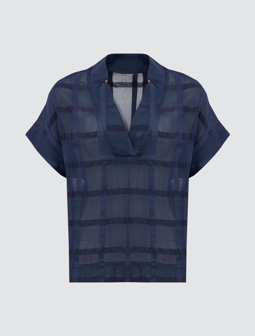 Loose Fit V-Neck Short-Sleeve Blouse - 5SW032575