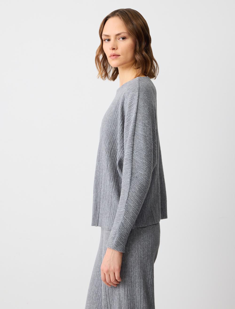 Loose Fit Crew Neck Blouse - Grey - 5SW032786922