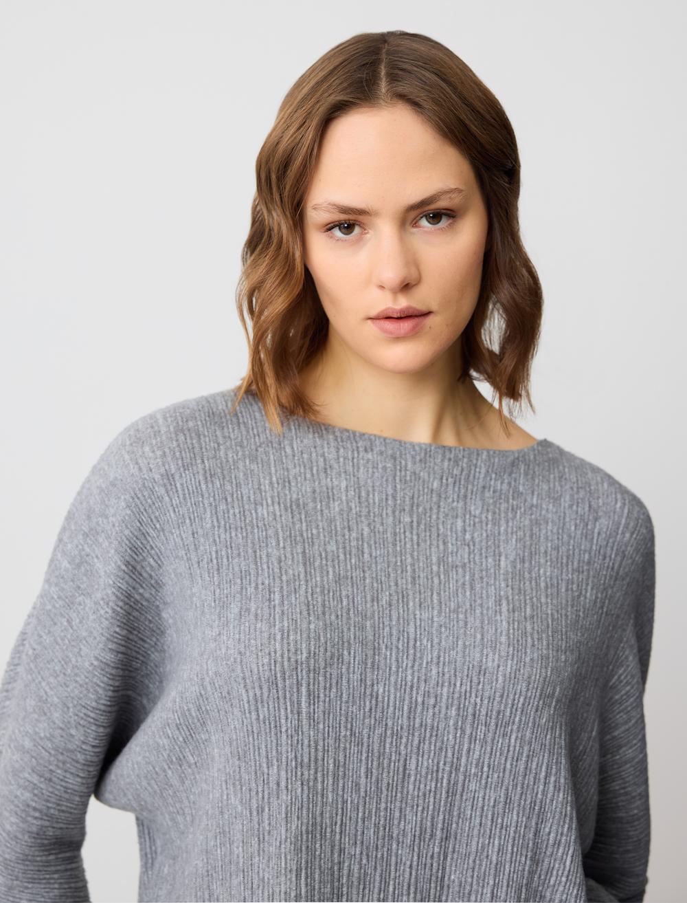 Loose Fit Crew Neck Blouse - Grey - 5SW032786922