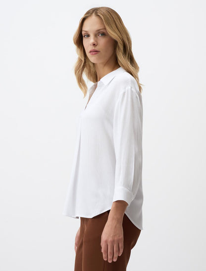V-Neck Relaxed Fit Long Sleeve Woven Blouse