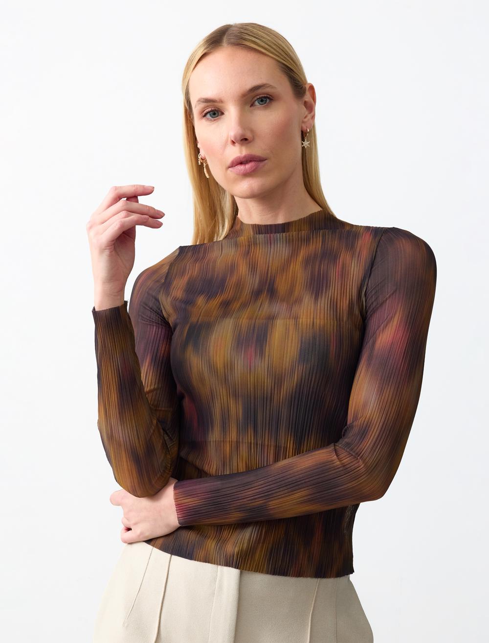 Slim Fit Long-Sleeve Blouse - 5SW032990