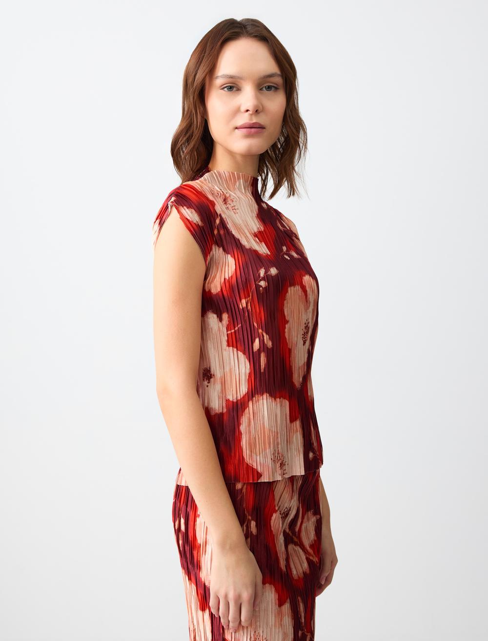 Slim Fit Sleeveless-Sleeve Blouse - Multi-Coloured - 5SW033021976