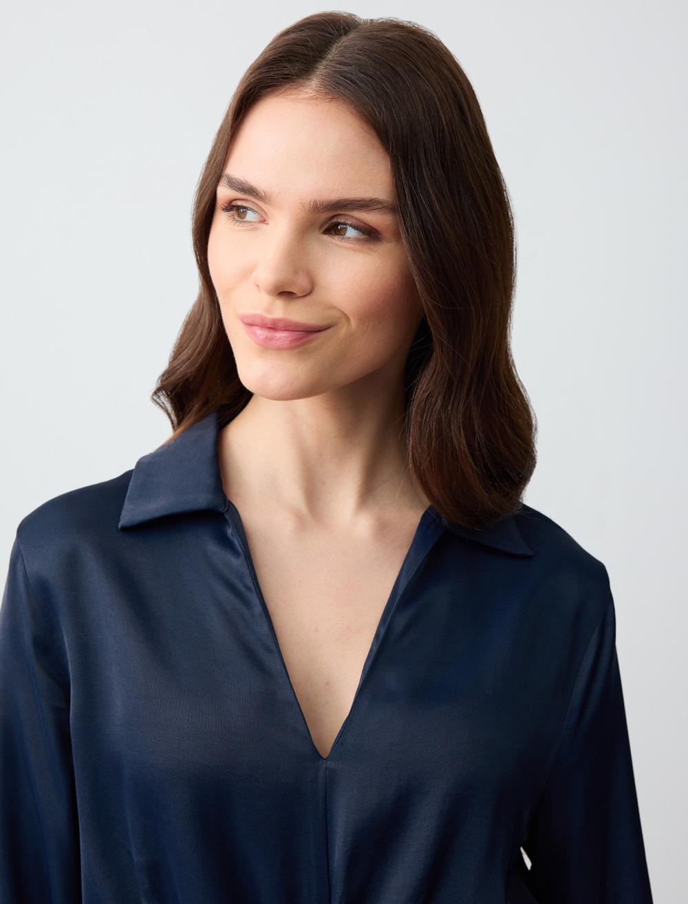 V-Neck Long-Sleeve Blouse - 5SW033630