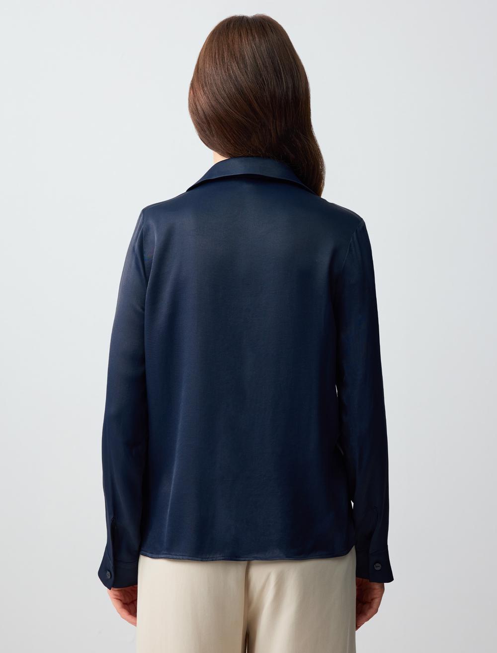 V-Neck Long-Sleeve Blouse - 5SW033630