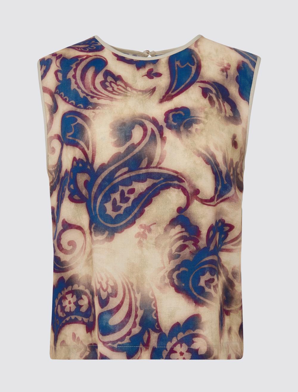 Crew Neck Sleeveless-Sleeve Blouse - 5SW033670
