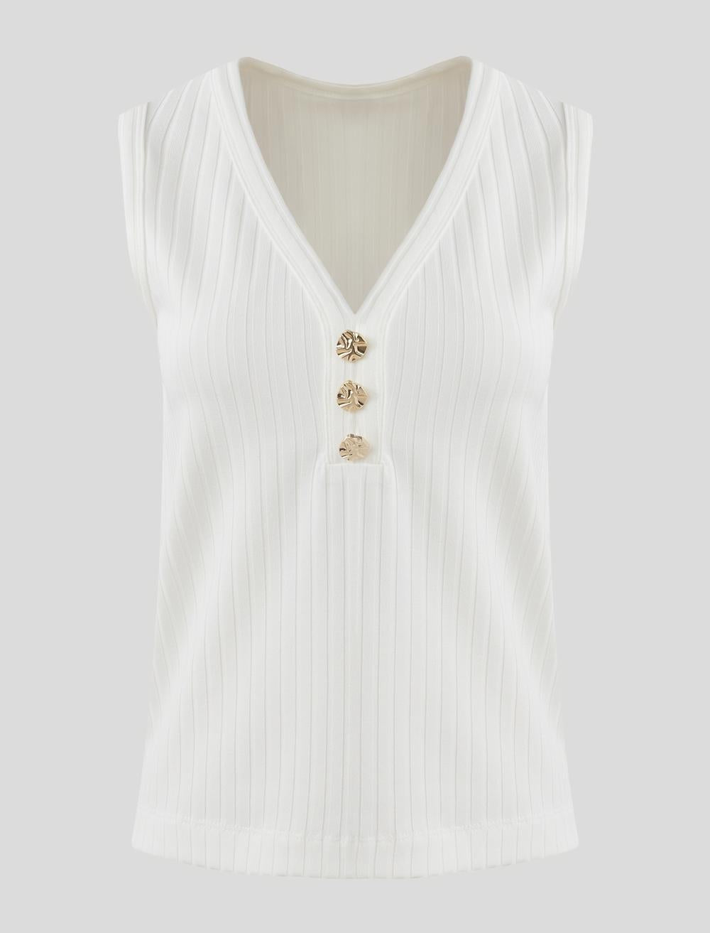 V-Neck Sleeveless-Sleeve Blouse - 5SW033827