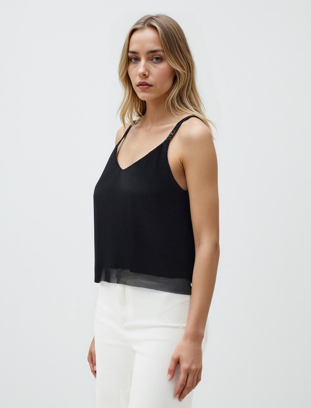 V-Neck Spaghetti Straps-Sleeve Blouse - 5SW034466