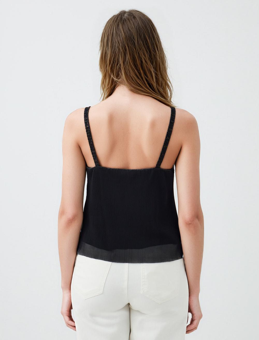 V-Neck Spaghetti Straps-Sleeve Blouse - 5SW034466