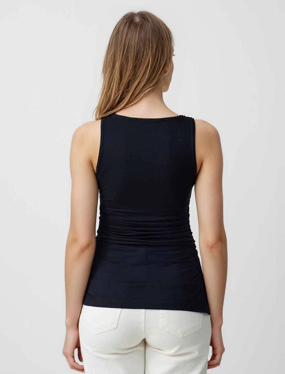 Crew Neck Sleeveless-Sleeve Blouse - 5SW034765