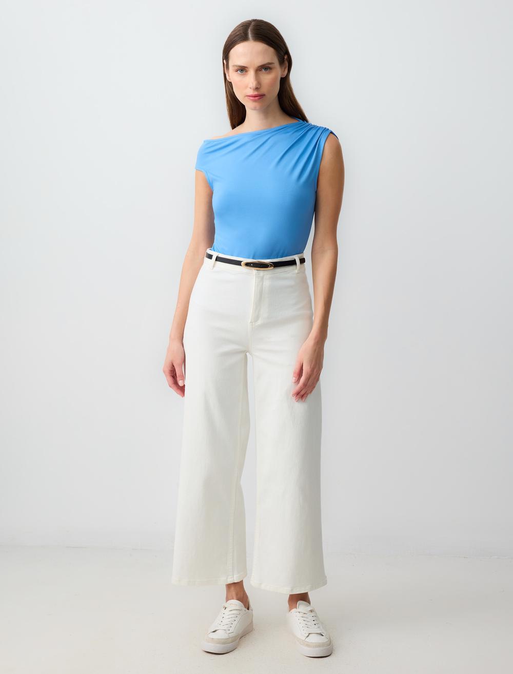 Off-The-Shoulder Blouse - Blue - 5SW034988400