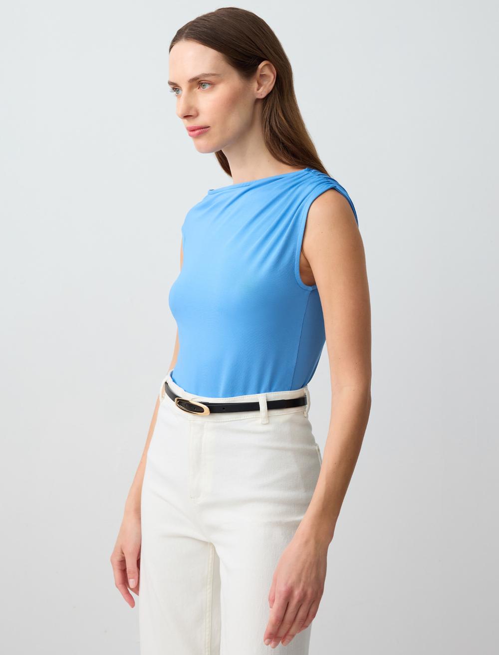 Off-The-Shoulder Blouse - Blue - 5SW034988400