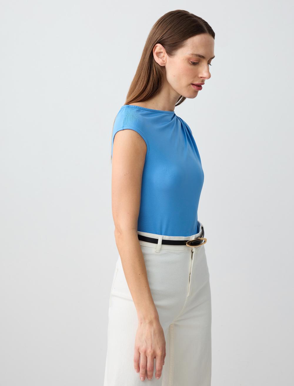 Off-The-Shoulder Blouse - Blue - 5SW034988400