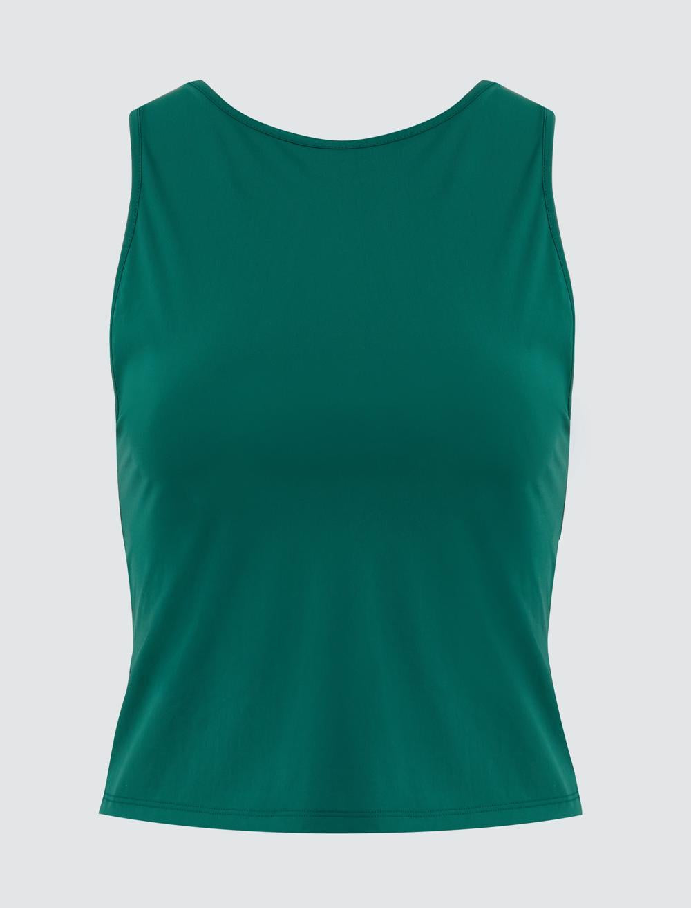 Slim Fit Crew Neck Sleeveless-Sleeve Blouse - 5SW035314