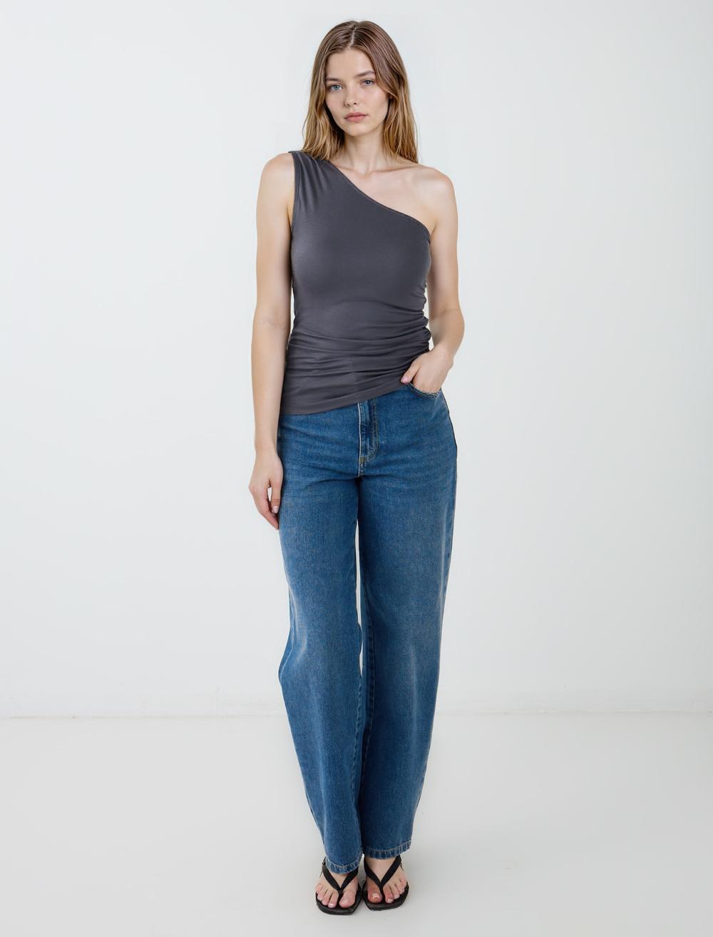 Slim Fit Blouse - Grey - 5SW035317920