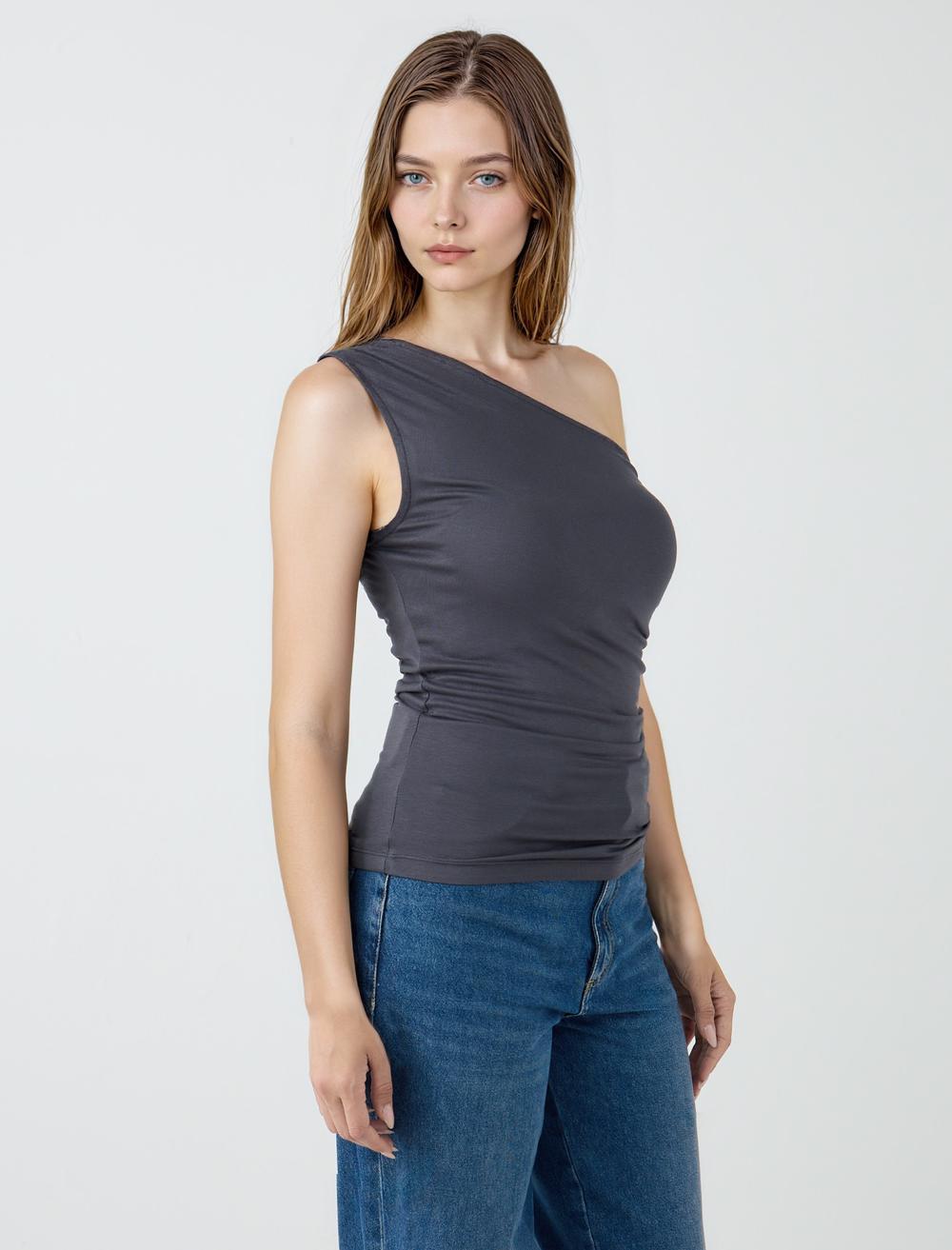 Slim Fit Blouse - Grey - 5SW035317920