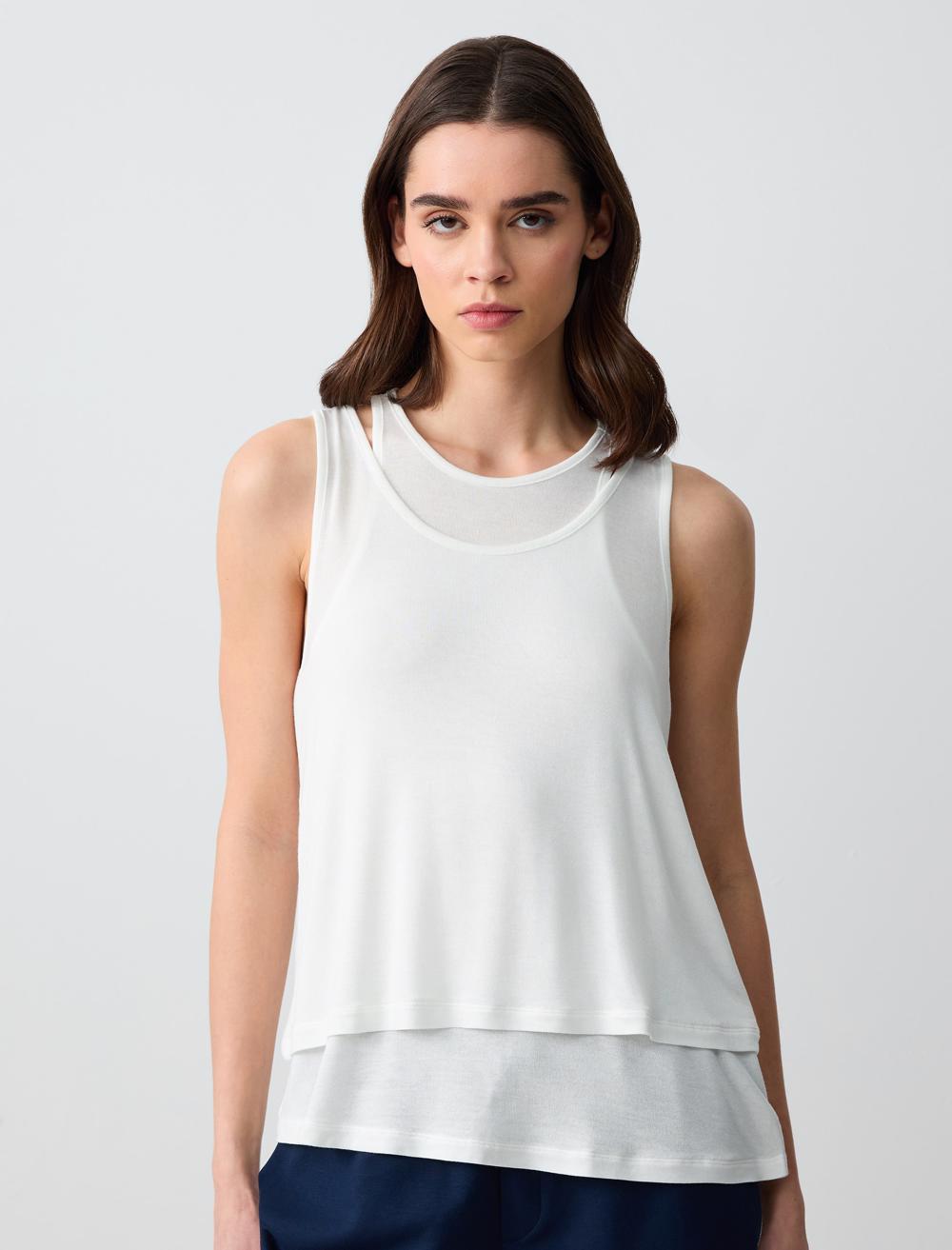 Loose Fit Crew Neck Sleeveless-Sleeve Blouse - 5SW072267