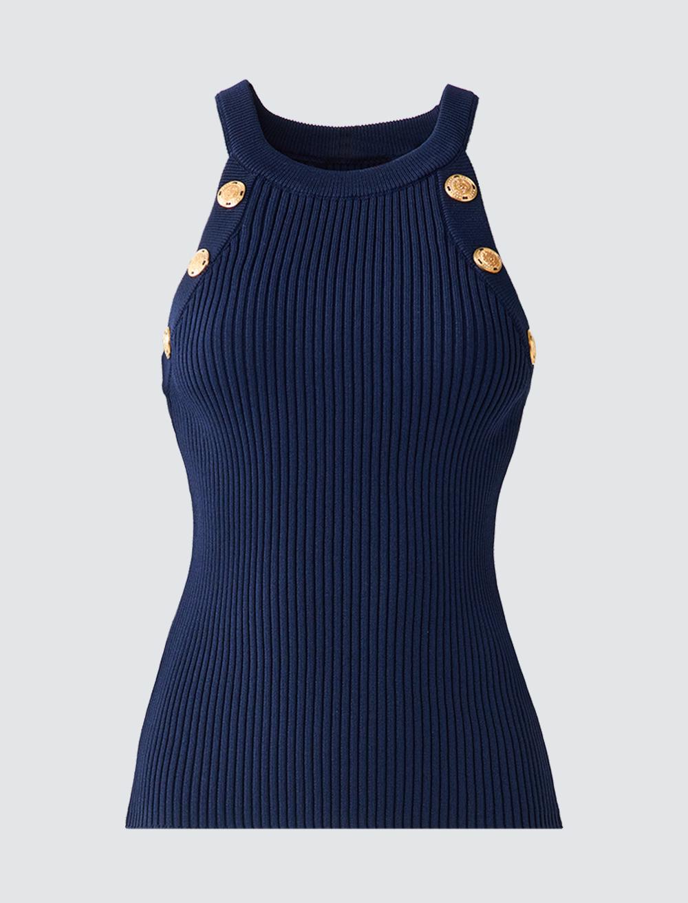 Slim Fit Sleeveless-Sleeve Blouse - 5WW034169
