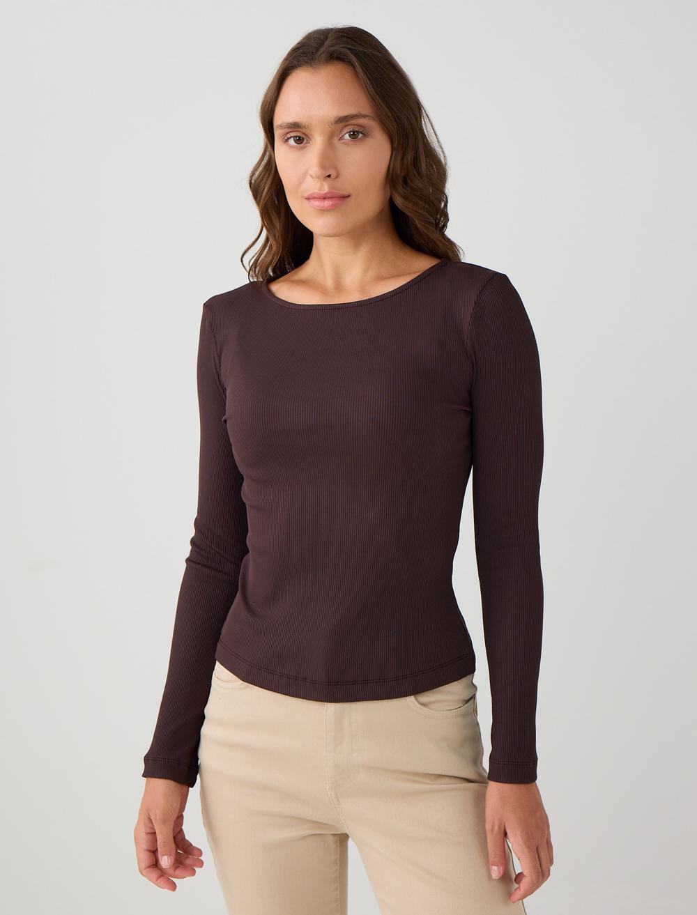 Slim Fit Off-The-Shoulder Long-Sleeve Blouse - 5WW034949