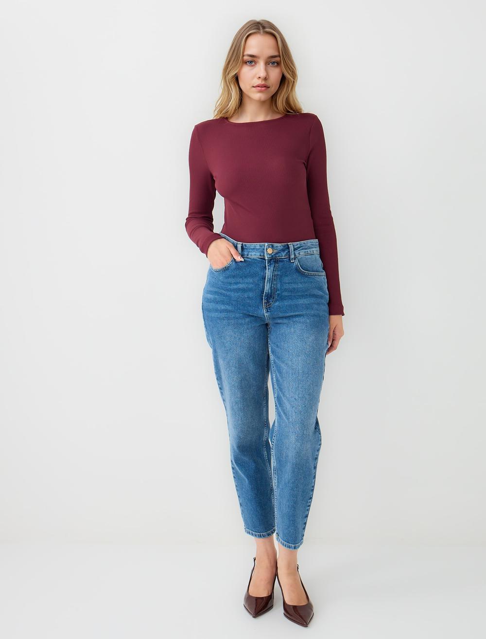 Slim Fit Off-The-Shoulder Long-Sleeve Blouse - 5WW034949