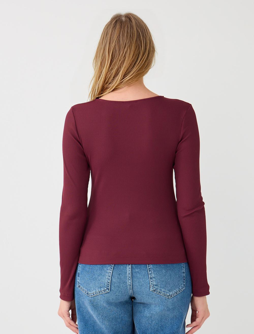 Slim Fit Off-The-Shoulder Long-Sleeve Blouse - 5WW034949