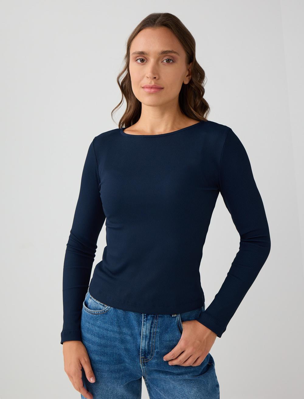 Slim Fit Off-The-Shoulder Long-Sleeve Blouse