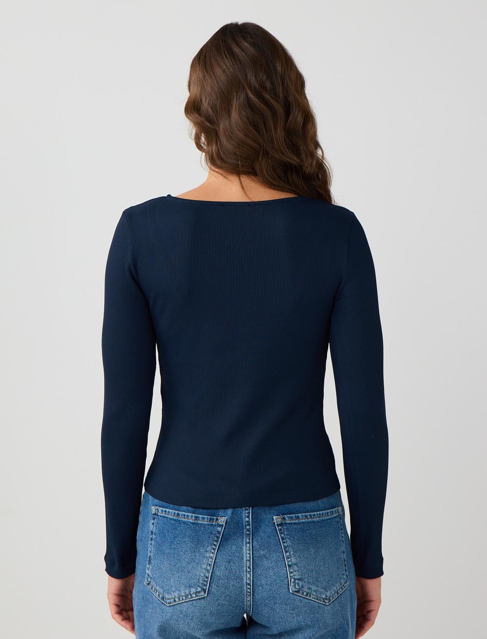 Slim Fit Off-The-Shoulder Long-Sleeve Blouse - 5WW034949