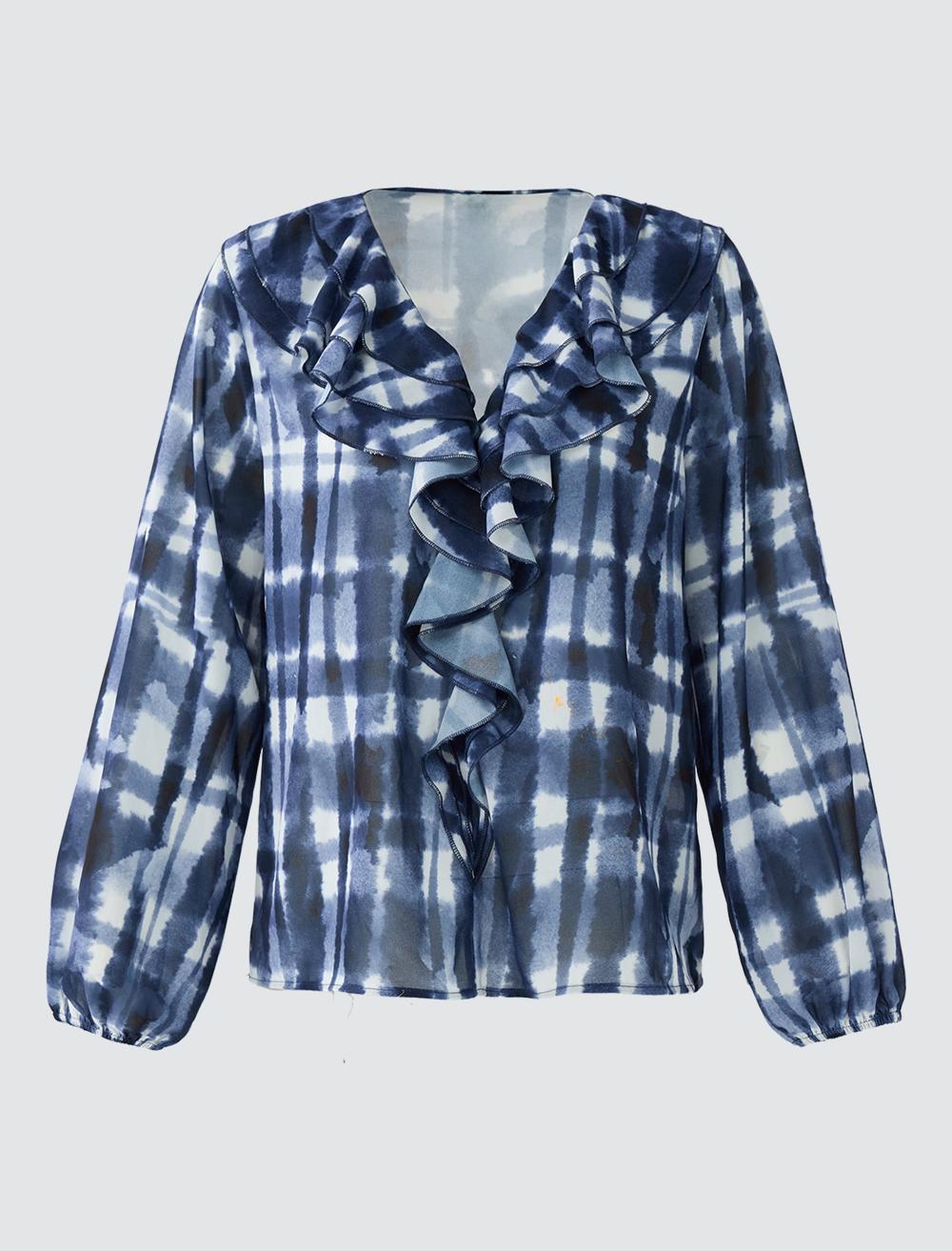 V-Neck Long-Sleeve Blouse - 5WW035281