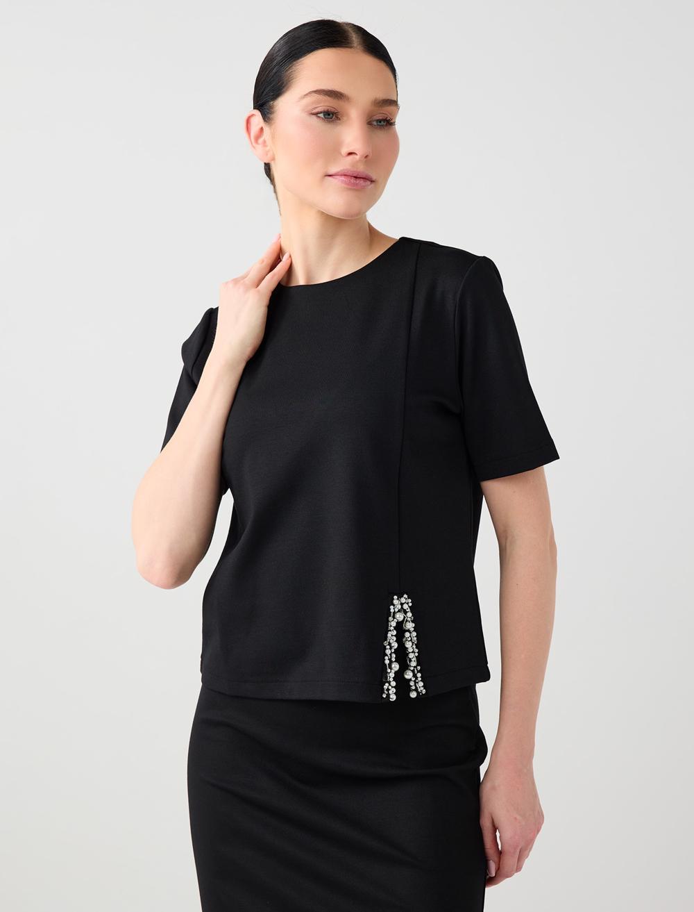 Crew Neck Long Sleeve Knit Blouse - 5WW035301