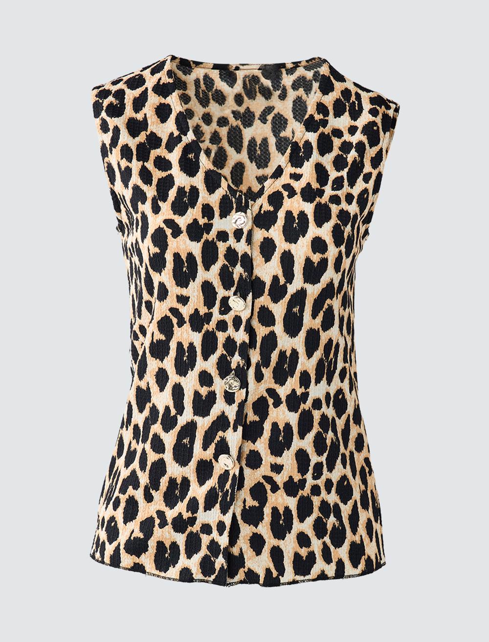 V-Neck Sleeveless-Sleeve Blouse - 5WW035569