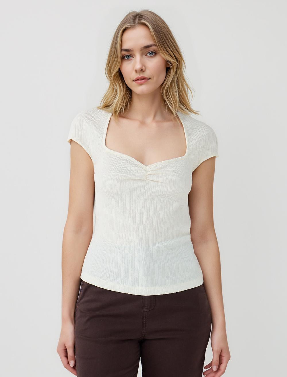 Square Neck Sleeveless-Sleeve Blouse - 5WW035570