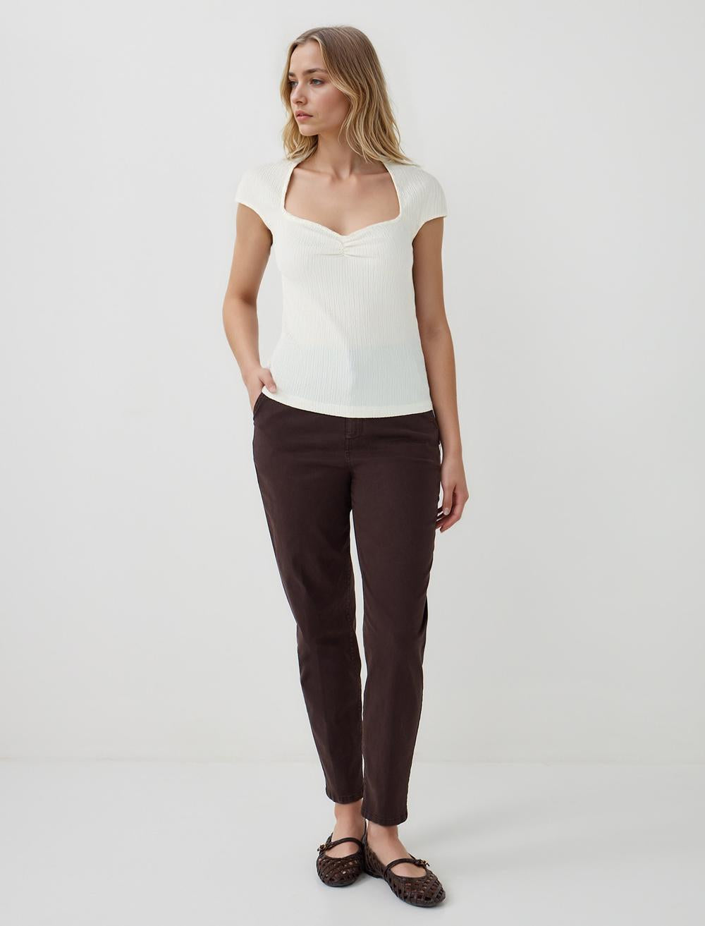Square Neck Sleeveless-Sleeve Blouse - White - 5WW035570100