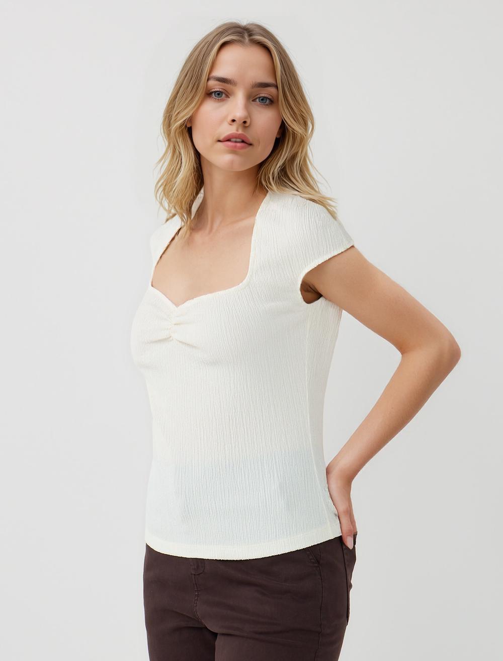 Square Neck Sleeveless-Sleeve Blouse - White - 5WW035570100