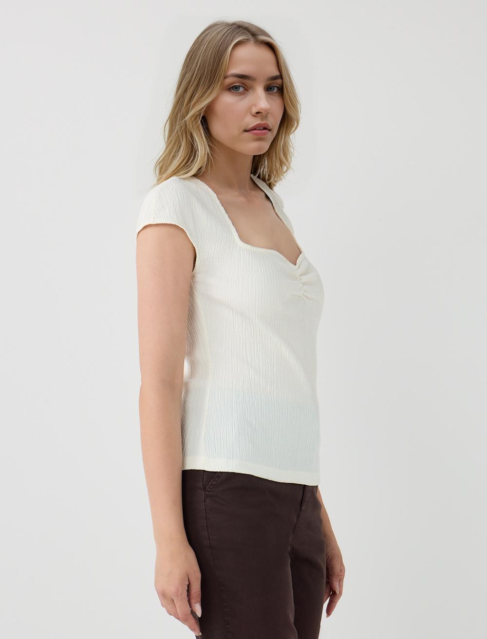 Square Neck Sleeveless-Sleeve Blouse - White - 5WW035570100