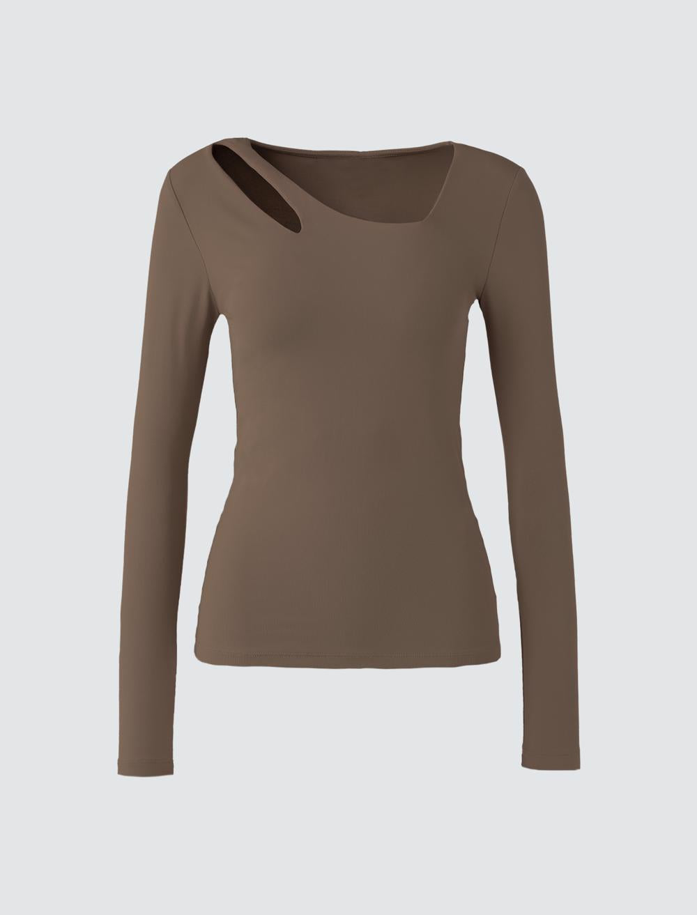 Slim Fit Long-Sleeve Blouse - Bronze Khaki - 5WW035637154
