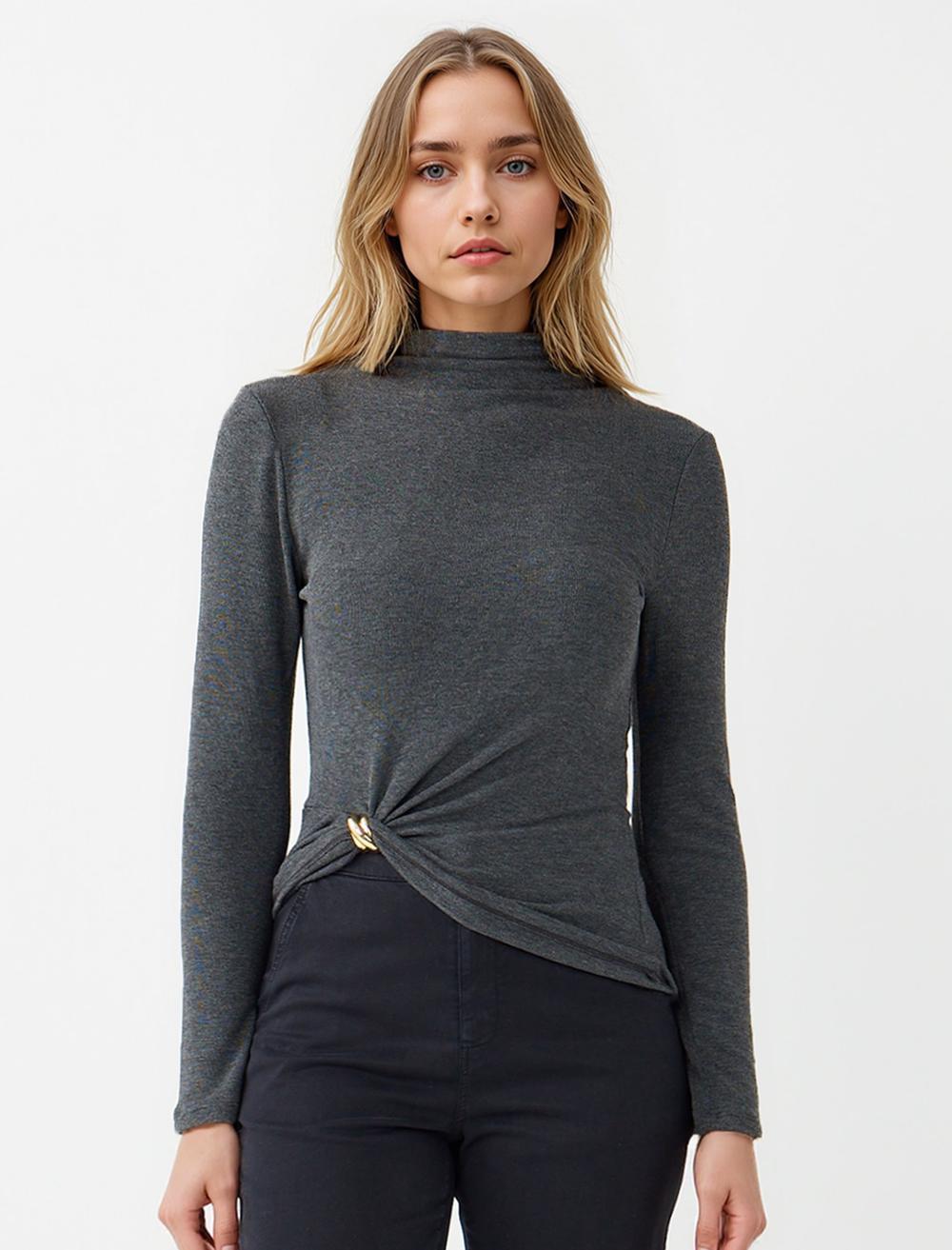 Slim Fit Long-Sleeve Blouse - 5WW035659