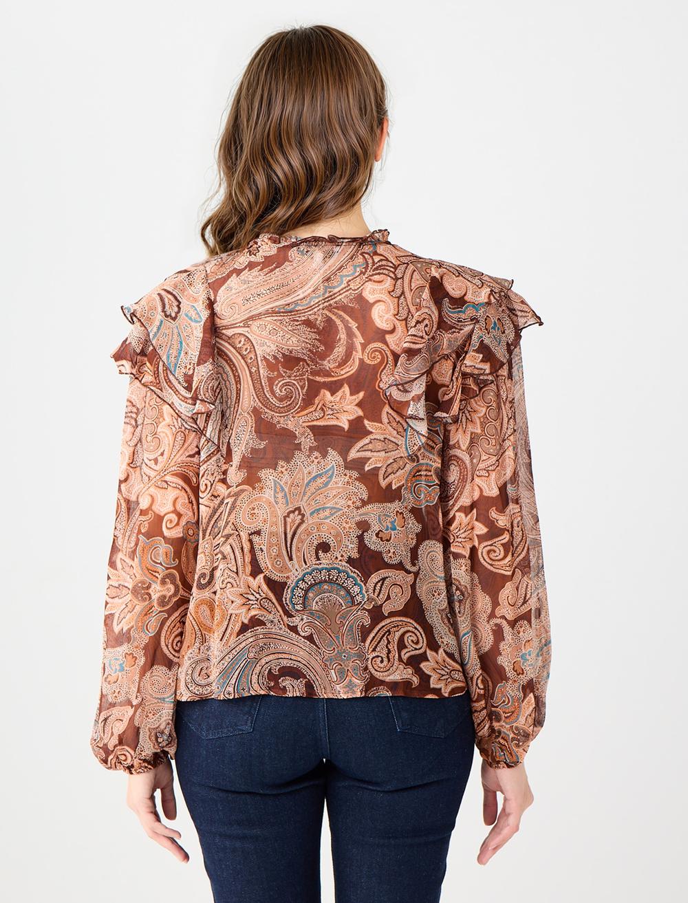 Crew Neck Long-Sleeve Blouse - 5WW035742