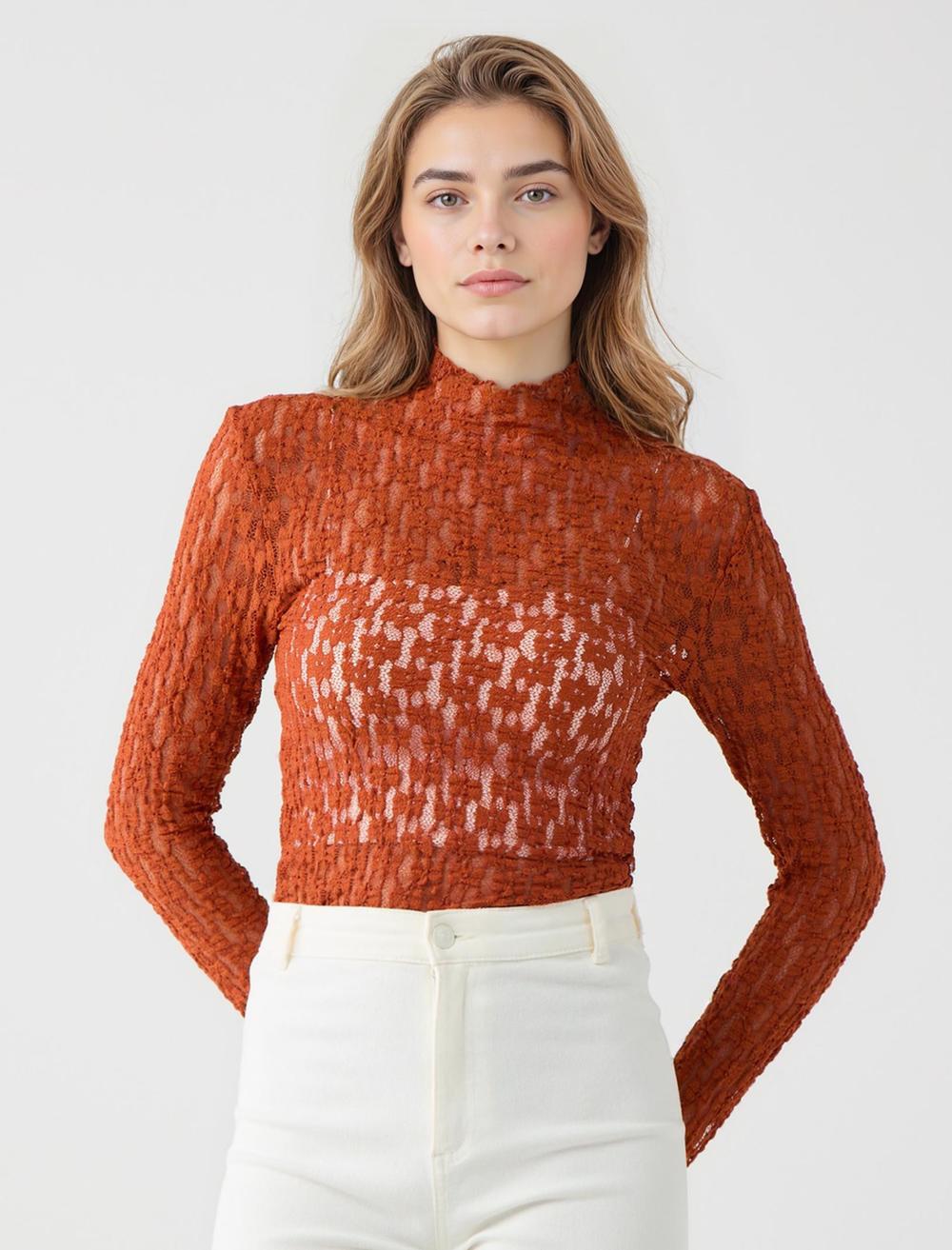 Slim Fit Long-Sleeve Blouse - 5WW035748