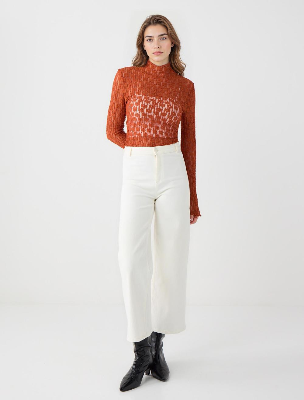 Slim Fit Long-Sleeve Blouse - 5WW035748