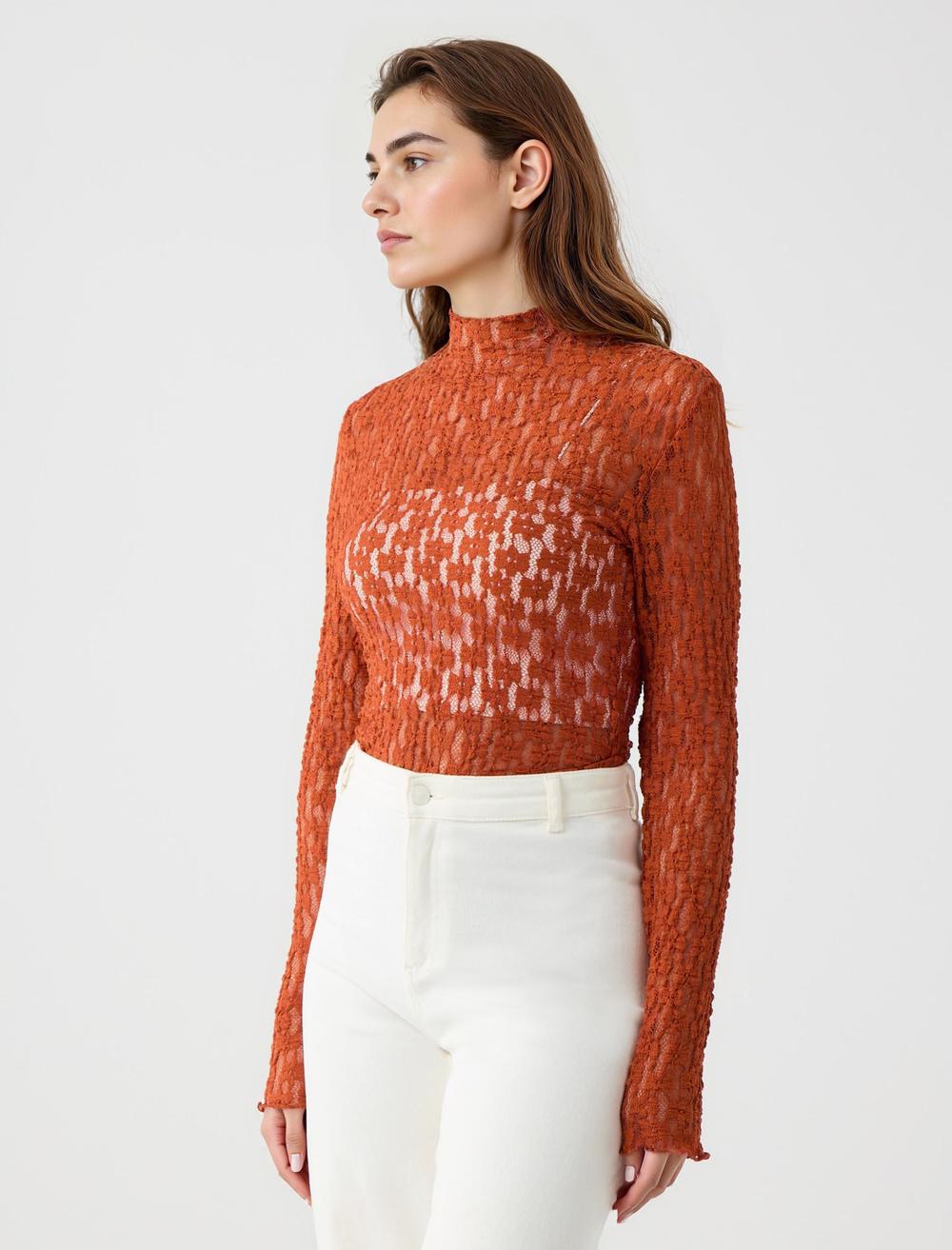 Slim Fit Long-Sleeve Blouse - 5WW035748