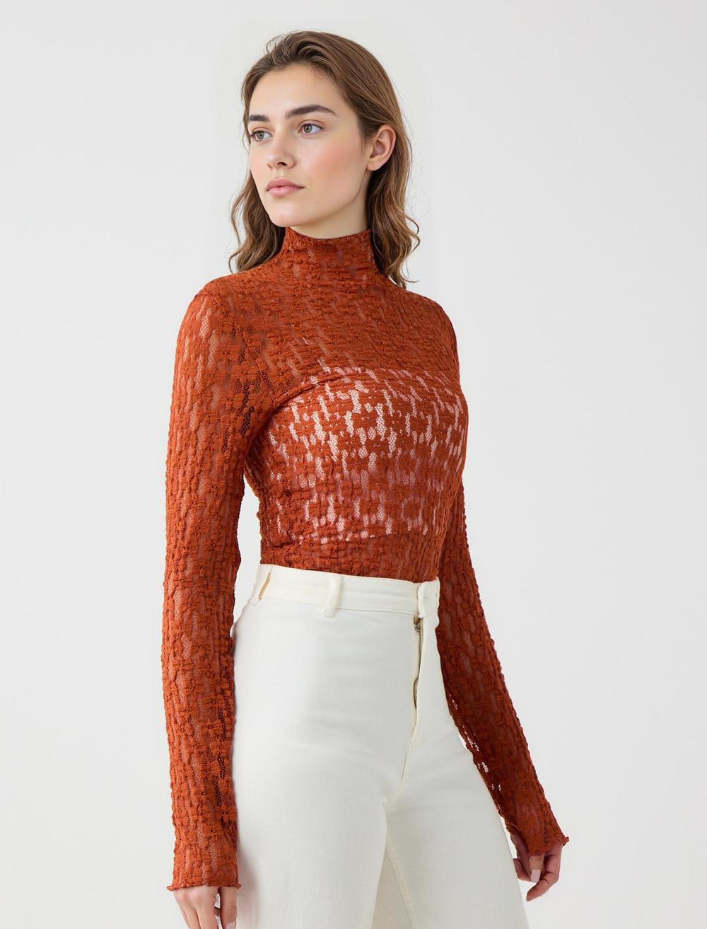 Slim Fit Long-Sleeve Blouse - 5WW035748