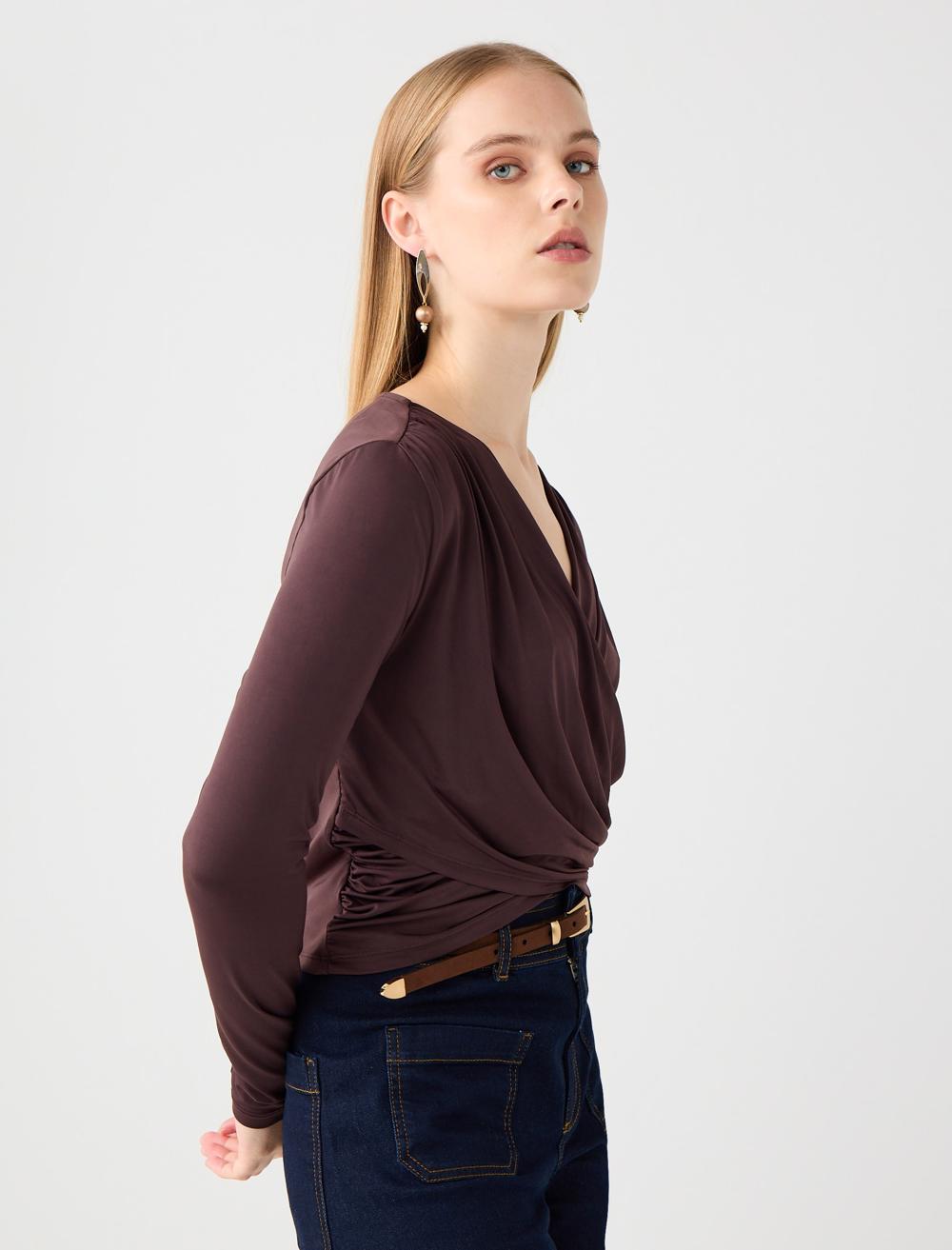 Slim Fit Long-Sleeve Blouse - 5WW035878