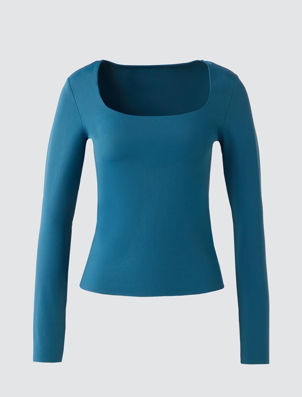 Slim Fit Square Neck Long-Sleeve Blouse - 5WW036085