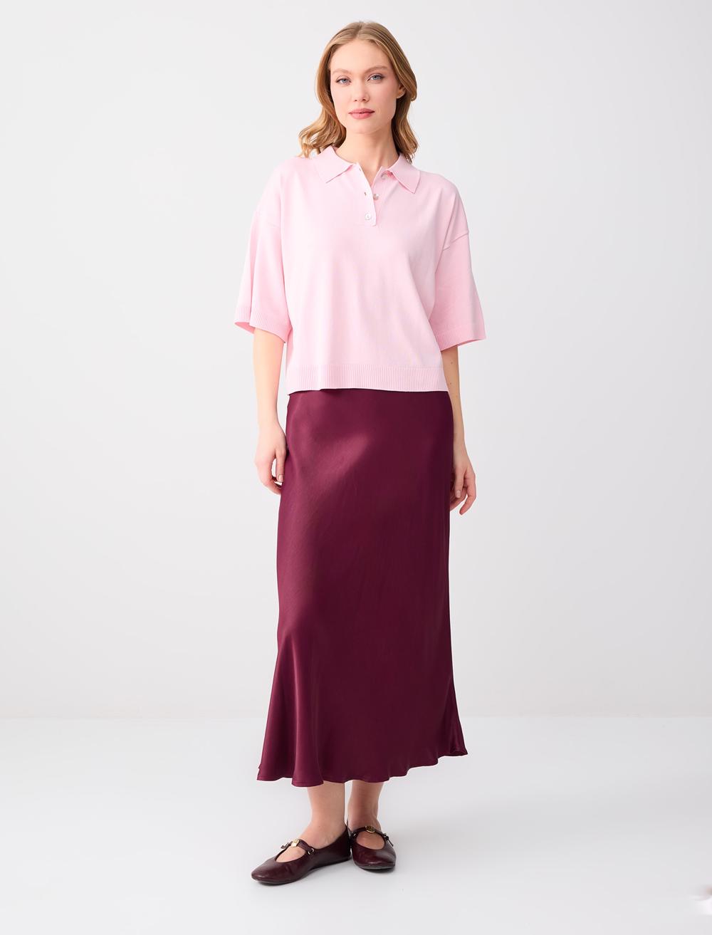 Polo Collar Relaxed Fit Viscose Blouse - 6SW035443