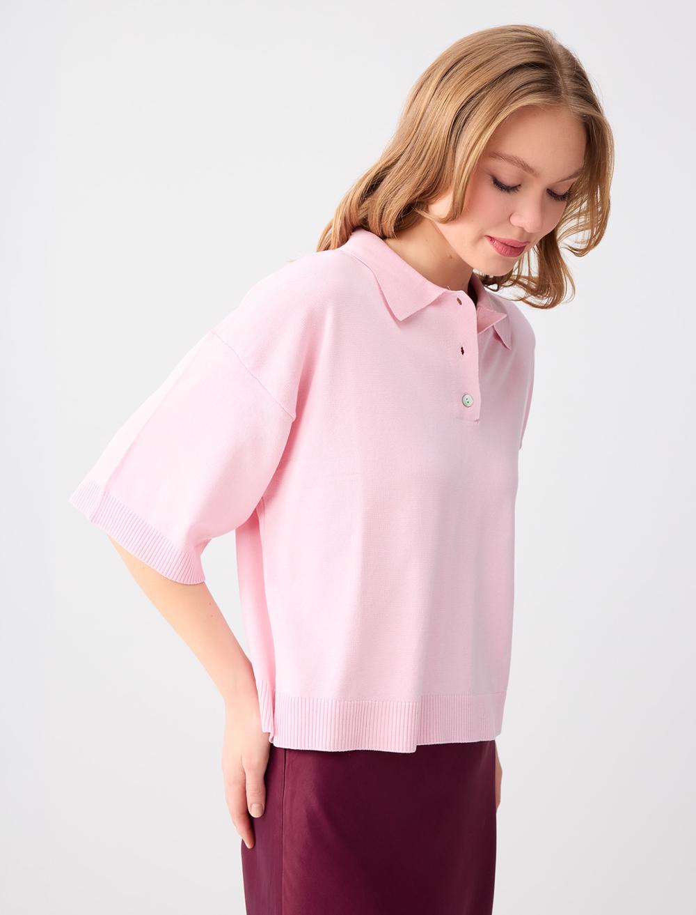 Polo Collar Relaxed Fit Viscose Blouse - 6SW035443